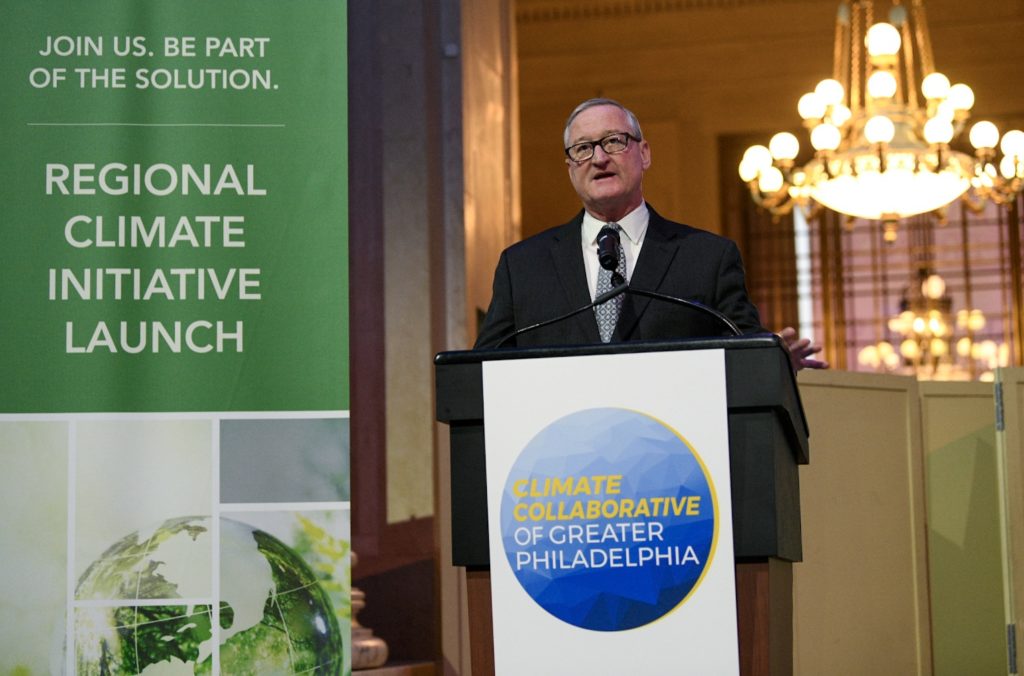 Image of Mayor Jim Kenney speaking at the Climate Collaborative of Greater Philadelphia launch.